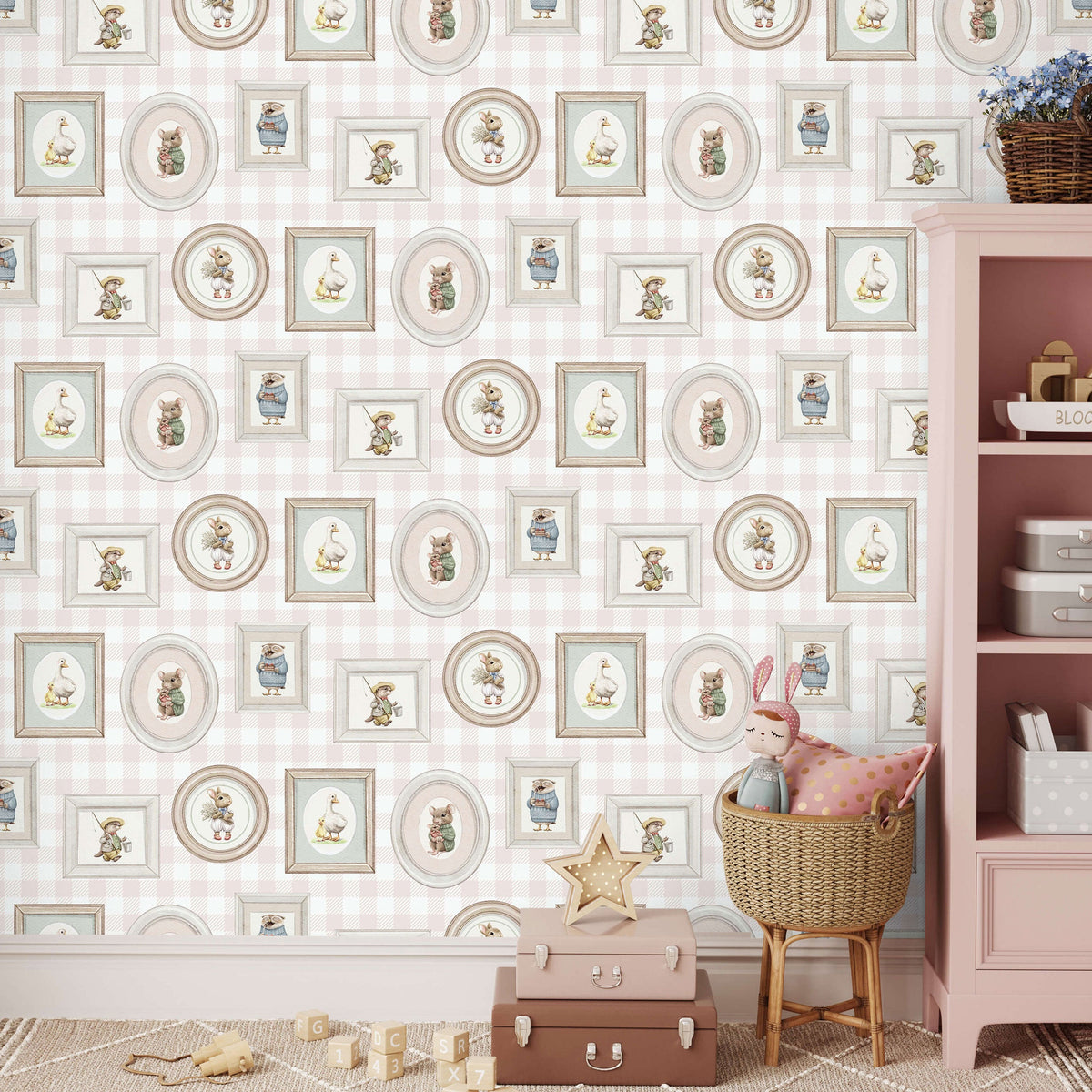 Woodland Gallery Wallpaper - Pink room view