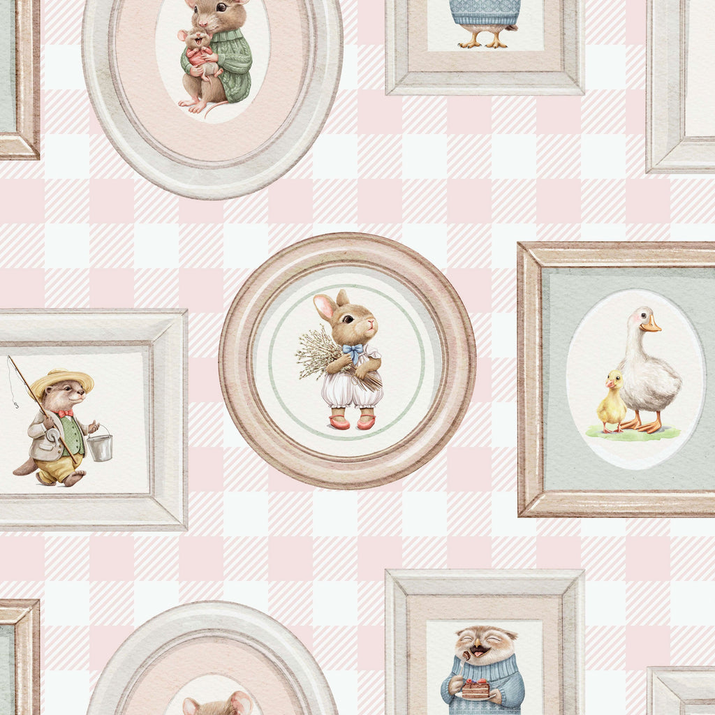 Woodland Gallery Wallpaper - Pink pattern