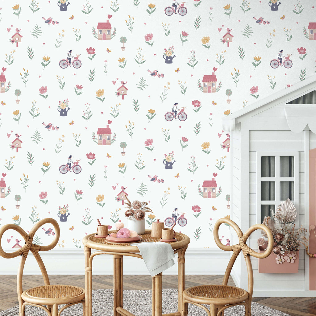 Cottage Song Wallpaper - Green room view