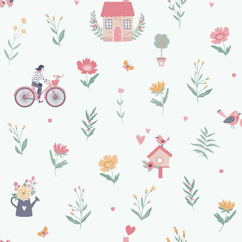Cottage Song Wallpaper - Green pattern
