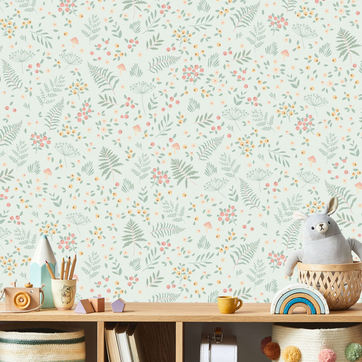 Bramble and Bloom Wallpaper - Green room view