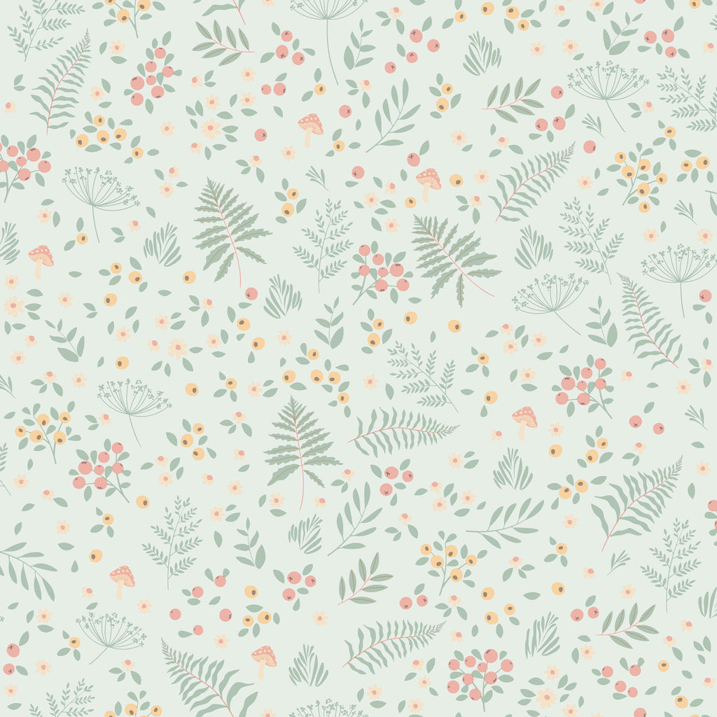 Bramble and Bloom Wallpaper - Green pattern