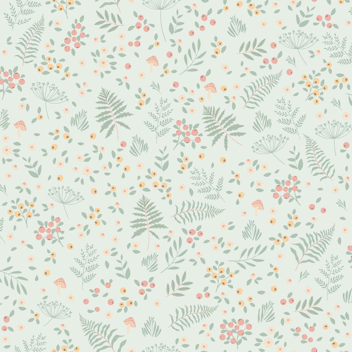 Bramble and Bloom Wallpaper - Green pattern