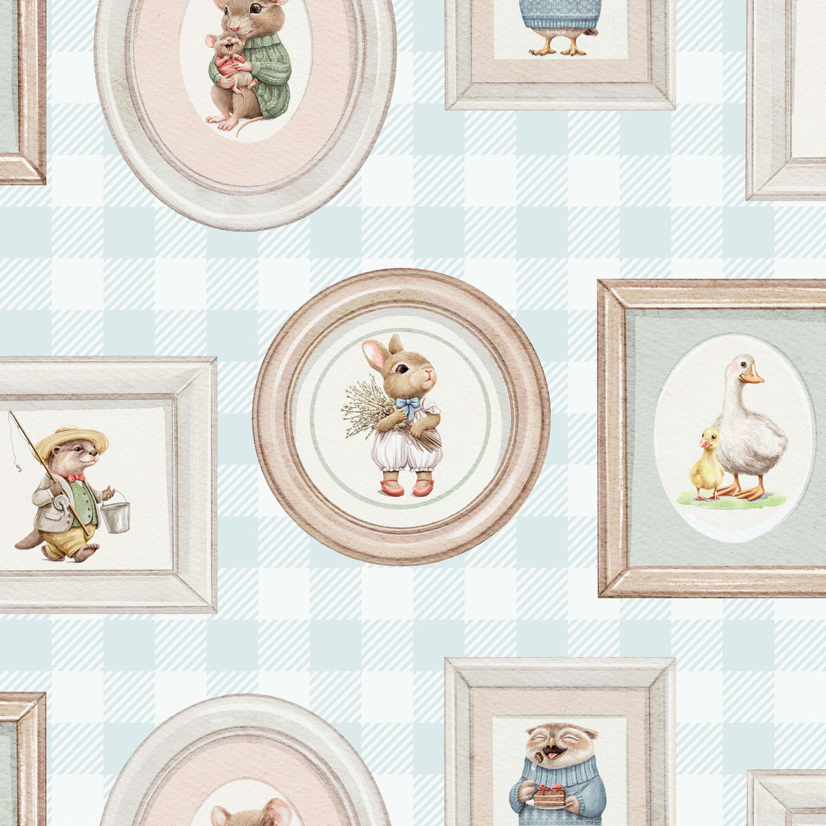 Woodland Gallery Wallpaper - Blue pattern