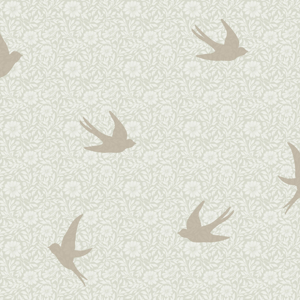 Sparrow Silhouettes Wallpaper - Green pattern