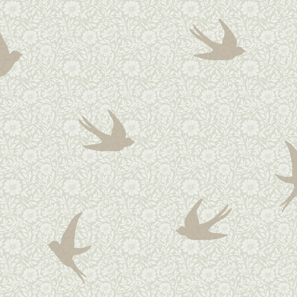 Sparrow Silhouettes Wallpaper - Green pattern