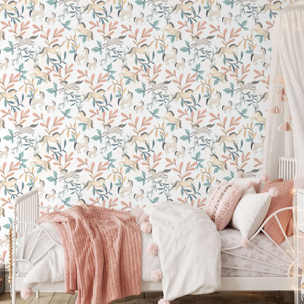 Enchanted Unicorns Wallpaper - Green room view