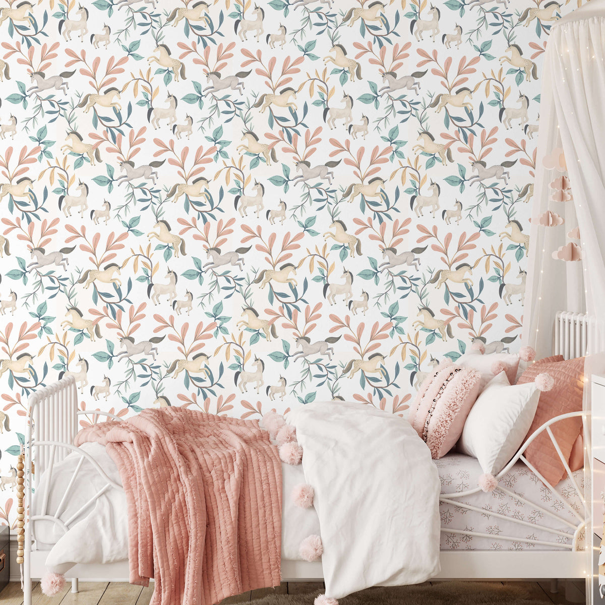 Enchanted Unicorns Wallpaper - Green room view