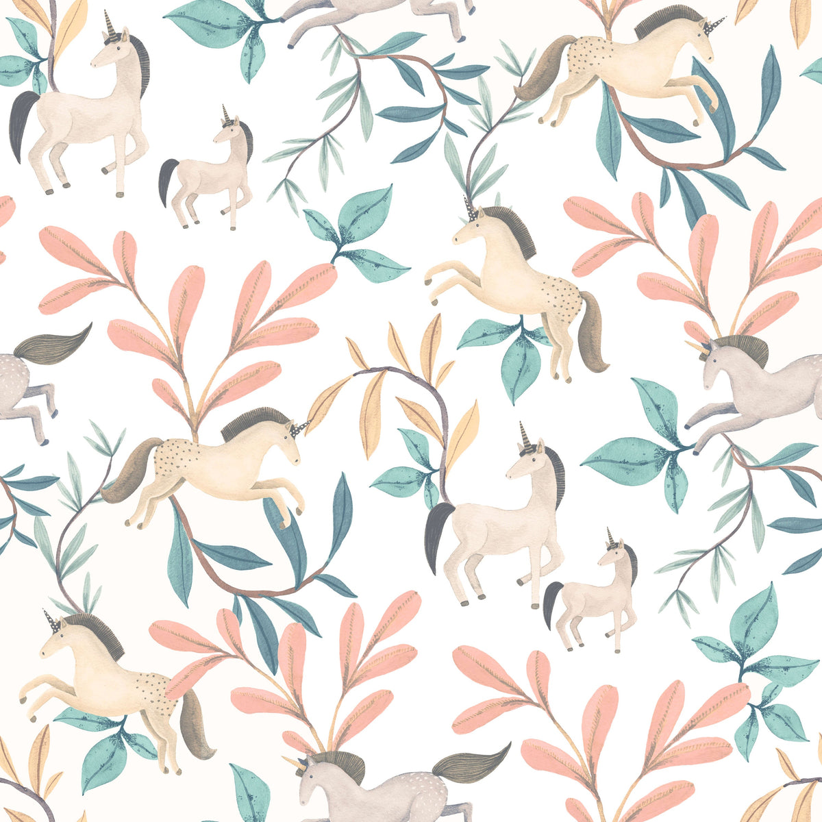 Enchanted Unicorns Wallpaper - Green pattern