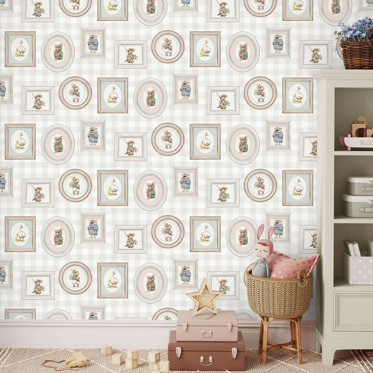 Woodland Gallery Wallpaper - Beige room view