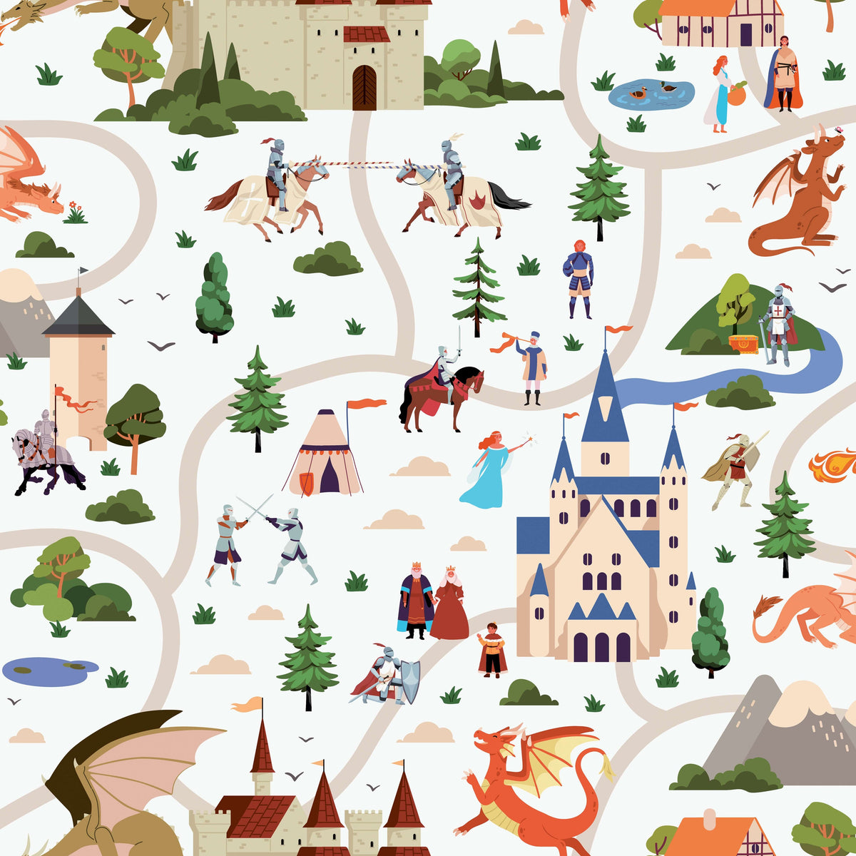 Knights Adventures Wallpaper - Multicolor pattern
