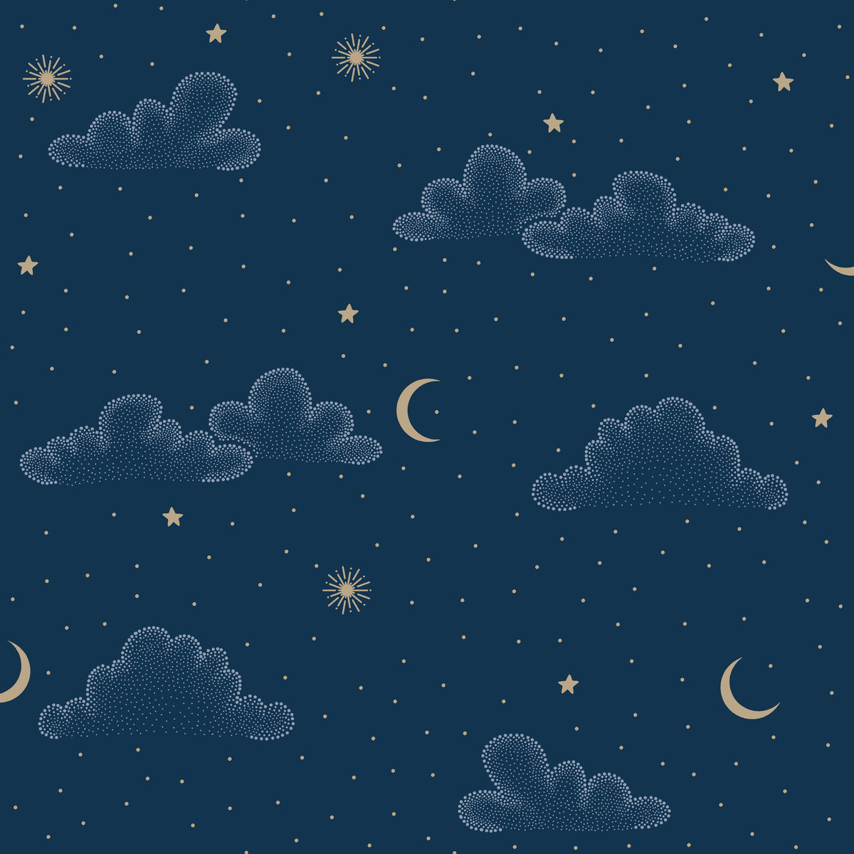 Moonlit Mist Wallpaper Wallpaper - Navy Blue pattern