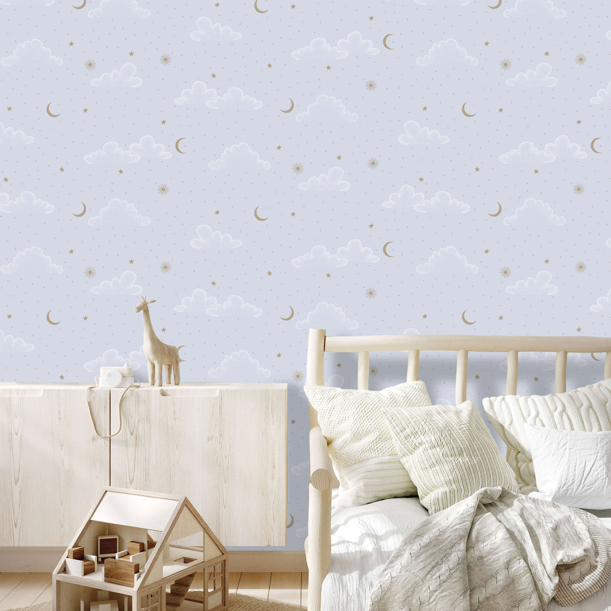Moonlit Mist Wallpaper Wallpaper - Blue room view