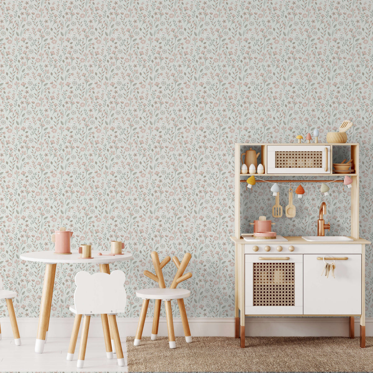 Blushed Meadow Wallpaper - Green room view