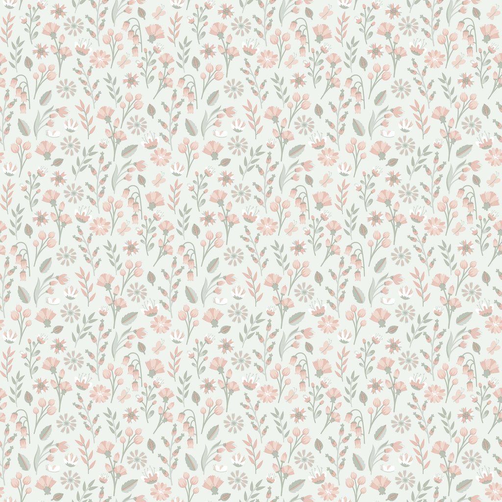 Blushed Meadow Wallpaper - Green pattern
