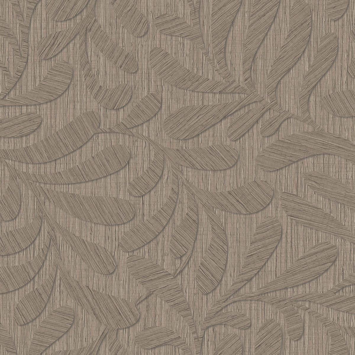Carved Foliage Wallpaper - Roasted Cashew pattern