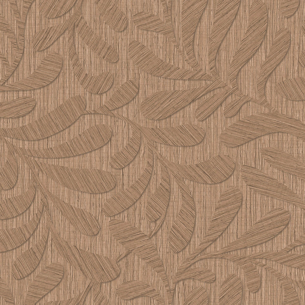 Carved Foliage Wallpaper - Chestnut pattern