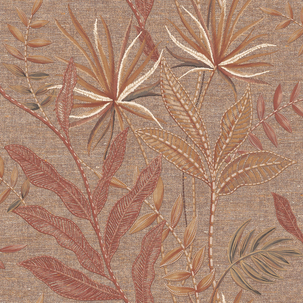 Stitched Savannah Wallpaper - Carob Brown pattern