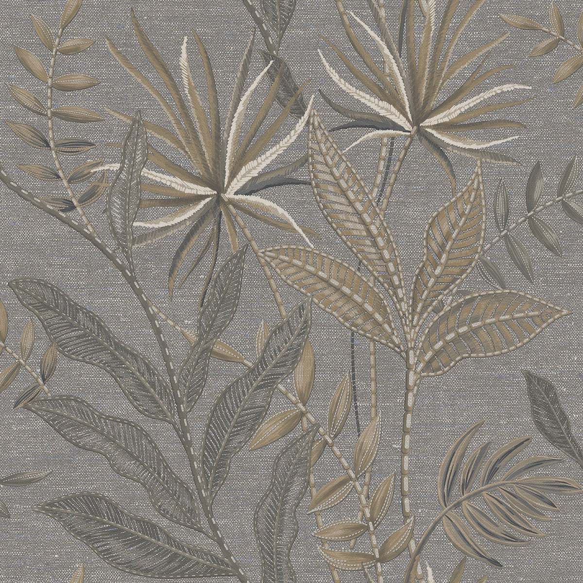 Stitched Savannah Wallpaper - Skyrocket Grey pattern