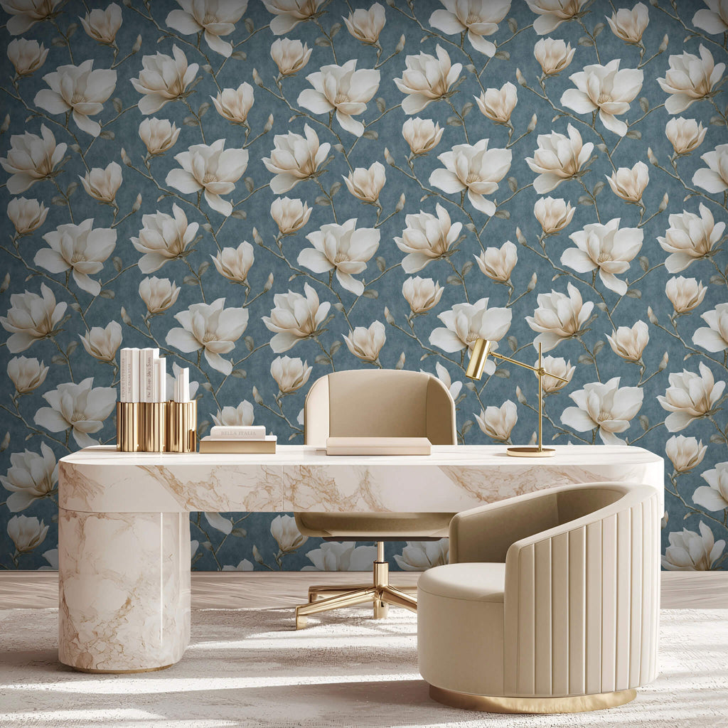 Grand Magnolia Wallpaper - Blue room view