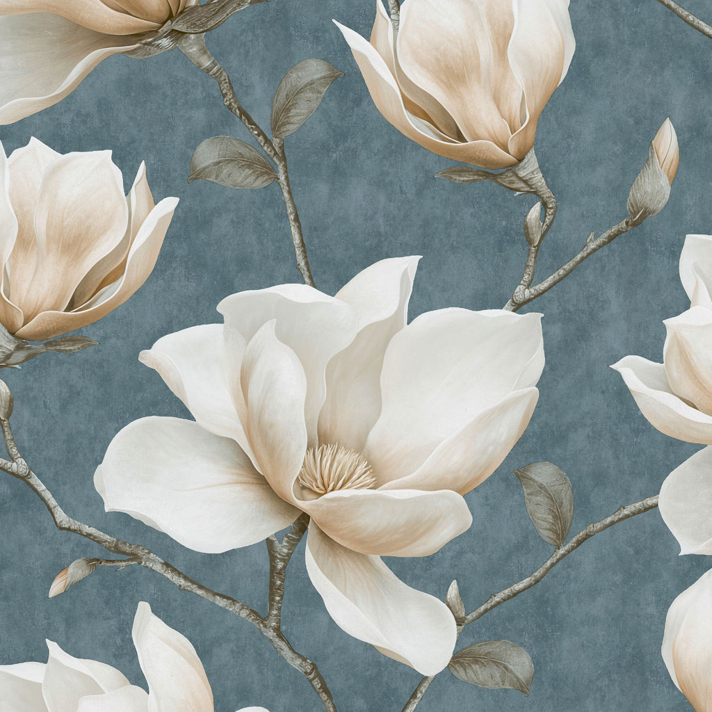 Grand Magnolia Wallpaper - Blue pattern