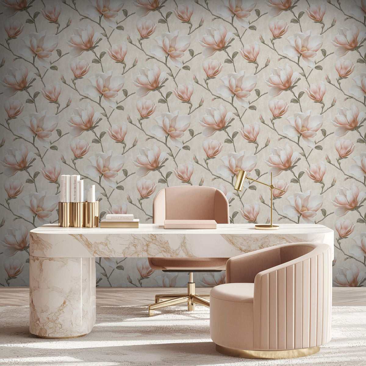 Grand Magnolia Wallpaper - Orange room view