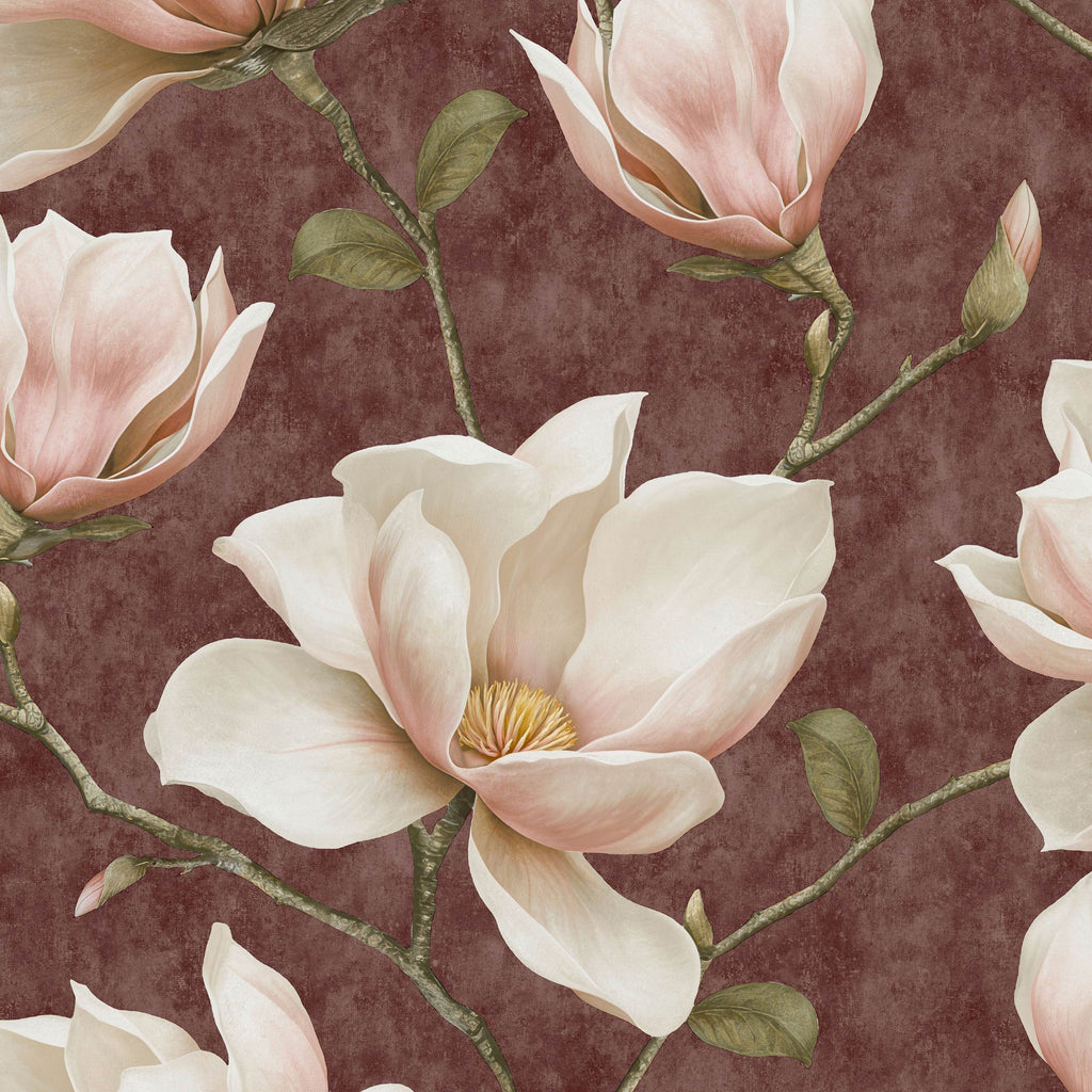 Grand Magnolia Wallpaper - Red pattern