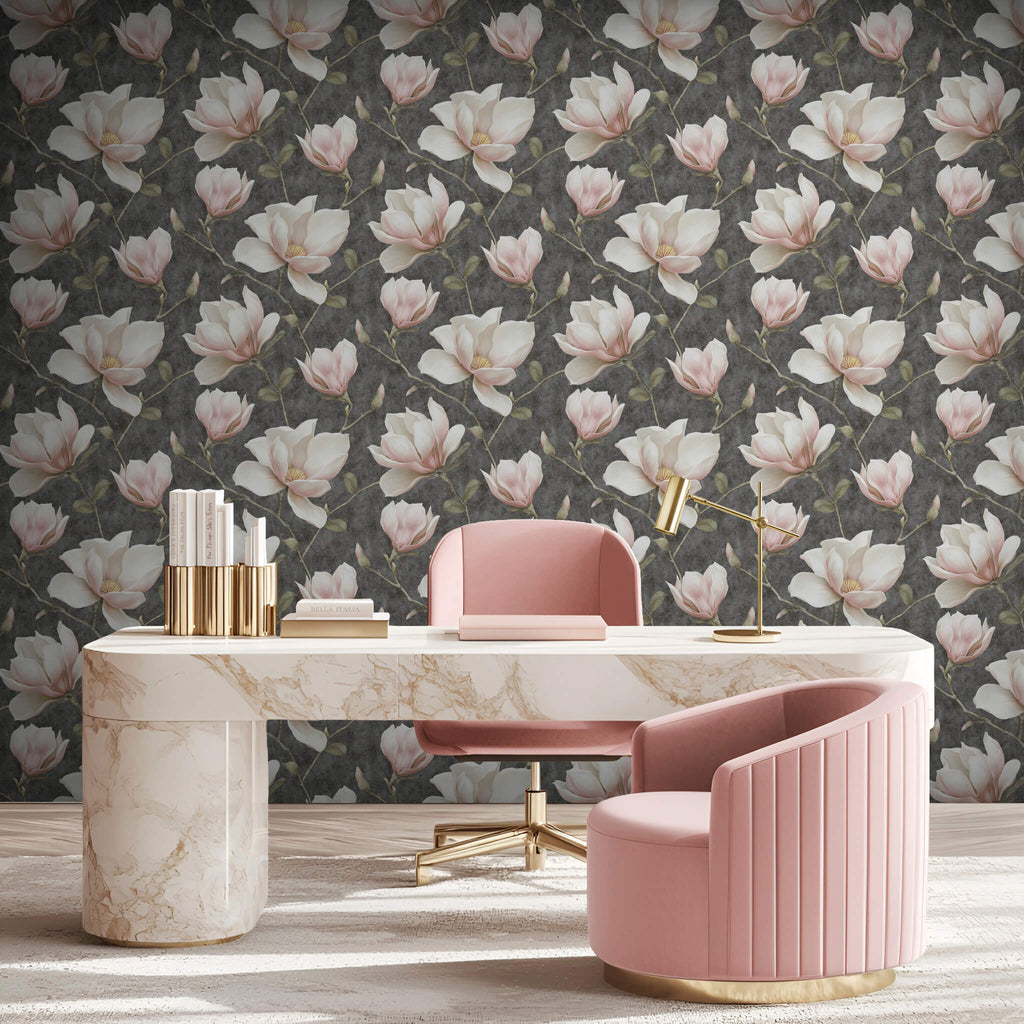 Grand Magnolia Wallpaper - Black room view