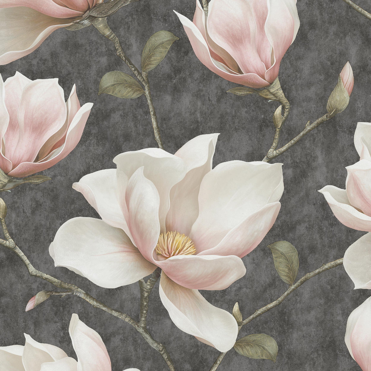Grand Magnolia Wallpaper - Black pattern