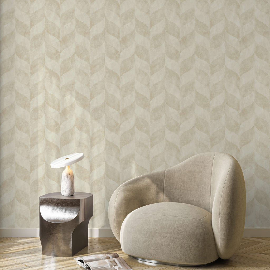 Harlow Geo Wallpaper - Beige room view