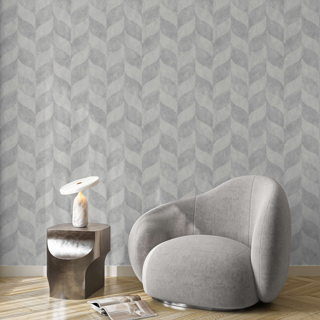Harlow Geo Wallpaper - Grey room view