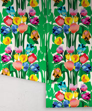 Load image into Gallery viewer, Tulips Wallpaper • Colorful Floral Wallpaper • Rolls