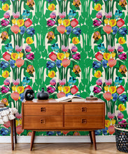 Load image into Gallery viewer, Tulips Wallpaper • Colorful Floral Wallpaper • Insitu