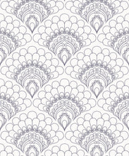 Load image into Gallery viewer, Retro Peacock Wallpaper • Art Deco • Grey • Swatch