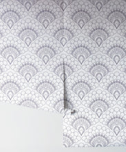 Load image into Gallery viewer, Retro Peacock Wallpaper • Art Deco • Grey • Rolls