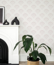 Load image into Gallery viewer, Retro Peacock Wallpaper • Art Deco • Ivory • Insitu