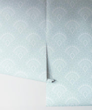 Load image into Gallery viewer, Retro Peacock Wallpaper • Art Deco • Light Blue • Rolls