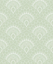 Load image into Gallery viewer, Retro Peacock Wallpaper • Art Deco • Green • Swatch