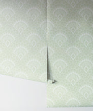 Load image into Gallery viewer, Retro Peacock Wallpaper • Art Deco • Green • Rolls