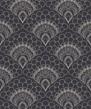 Load image into Gallery viewer, Retro Peacock Wallpaper • Art Deco • Slate • Swatch