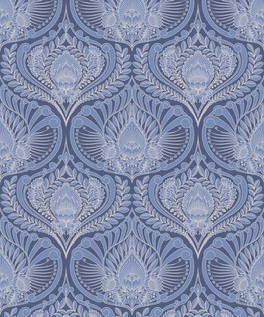Baroque Fusion Wallpaper • Ornate Luxurious • Blue • Swatch