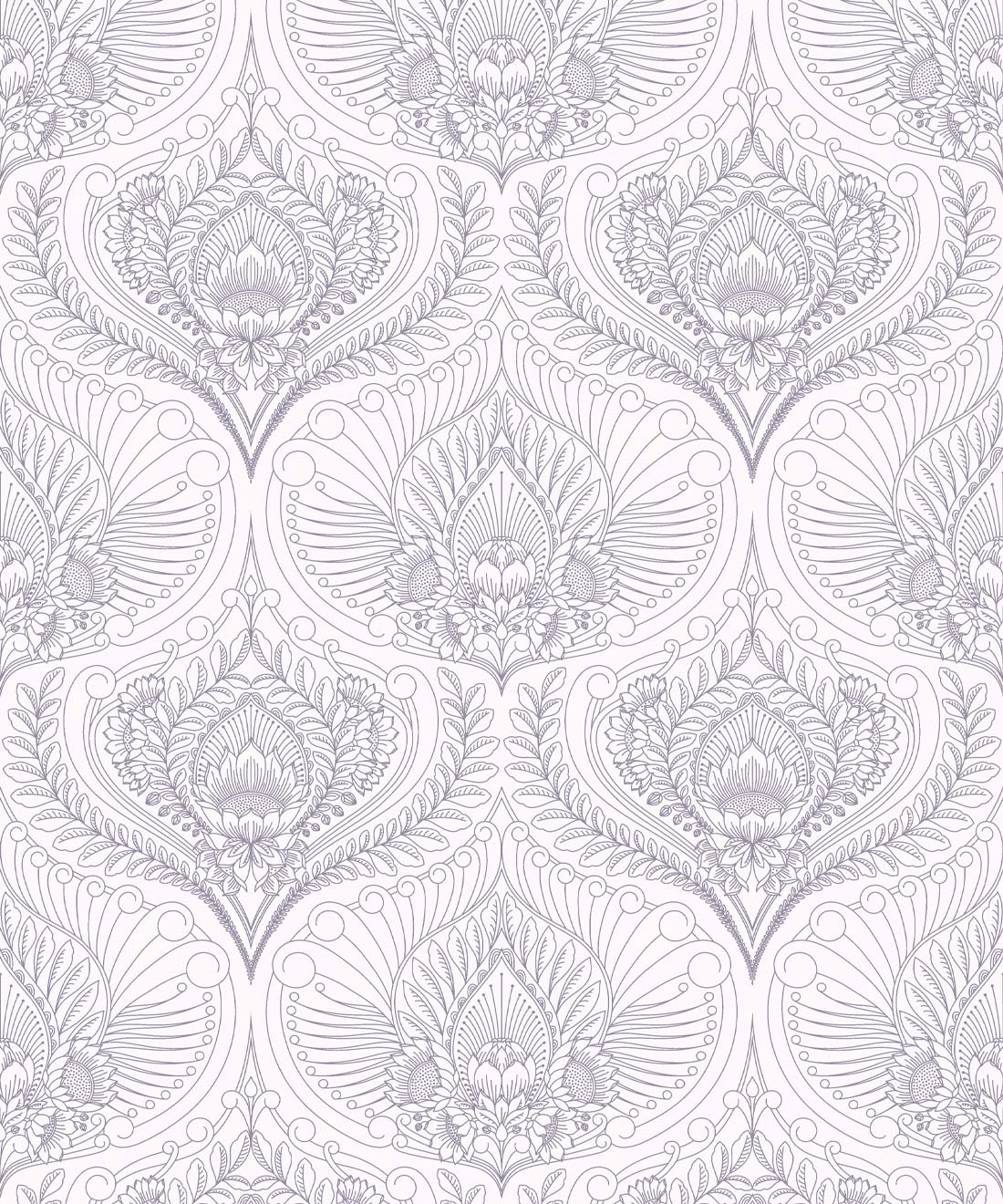 Baroque Fusion Wallpaper • Ornate Luxurious • Grey Reverse • Swatch