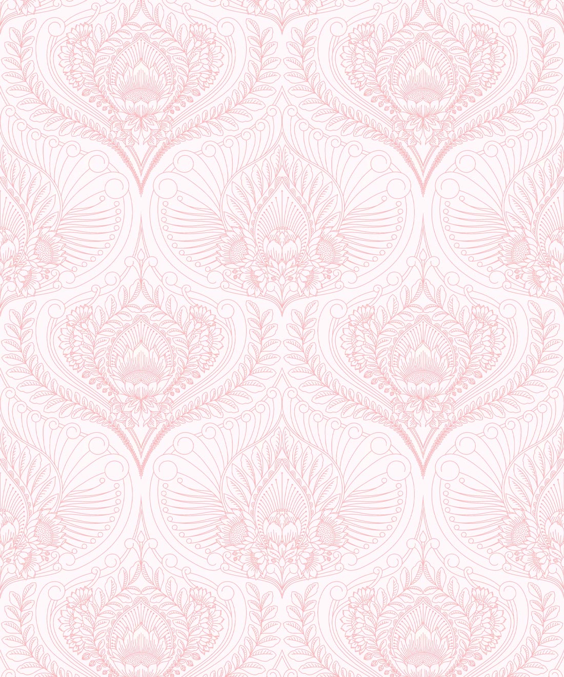 Baroque Fusion Wallpaper • Ornate Luxurious • Pink Reverse • Swatch
