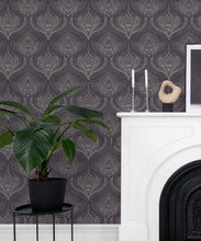 Load image into Gallery viewer, Baroque Fusion Wallpaper • Ornate Luxurious • Slate • Insitu