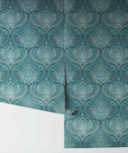 Load image into Gallery viewer, Baroque Fusion Wallpaper • Ornate Luxurious • Teal • Rolls