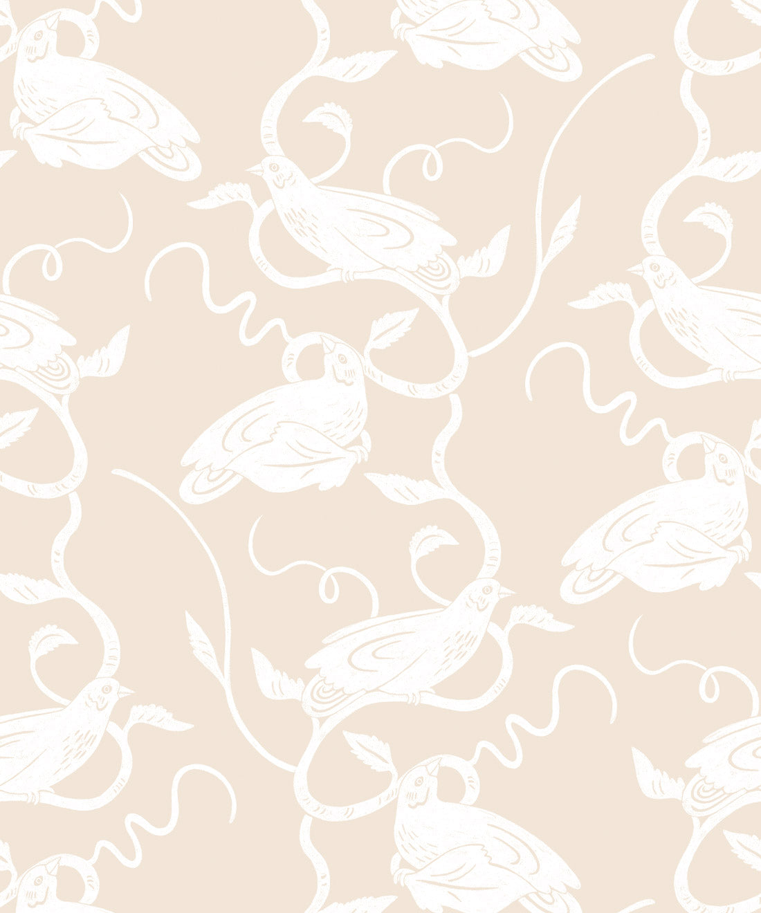 Birds on Vines Wallpaper • Beige • Swatch