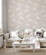Load image into Gallery viewer, Birds on Vines Wallpaper • Beige • Insitu