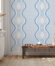 Load image into Gallery viewer, Wavy Lines Wallpaper • Blue • Insitu