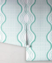 Load image into Gallery viewer, Wavy Lines Wallpaper • Green • Rolls