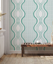 Load image into Gallery viewer, Wavy Lines Wallpaper • Green • Insitu